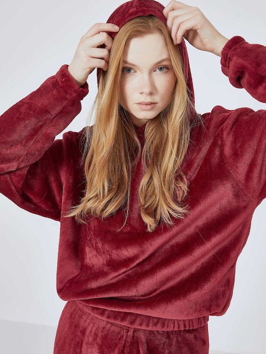 Σετ Φόρμας Fleece Μπορντό