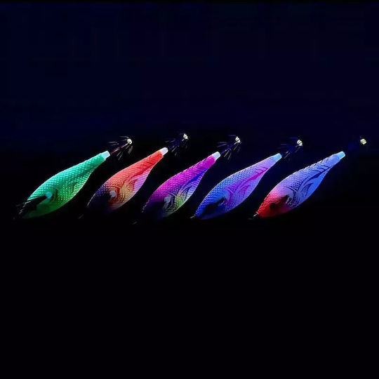 Yokai Jlc Fluor Squid Jig Artificial Bait Uv Glow Double Needles Bkk Orange Black
