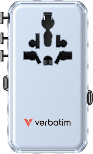 Verbatim Charger GaN with USB-A Port and USB-C Port and Cable USB-C 70W Power Delivery / Quick Charge 4+ Blue (Charge 'n' Travel)
