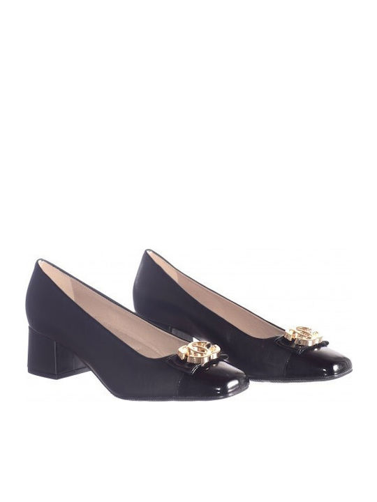 Leather Black Medium Heels