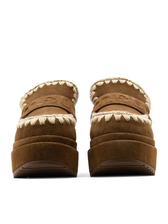 Mou Pumps mit Riemchen & Chunky hoher Absatz Braun