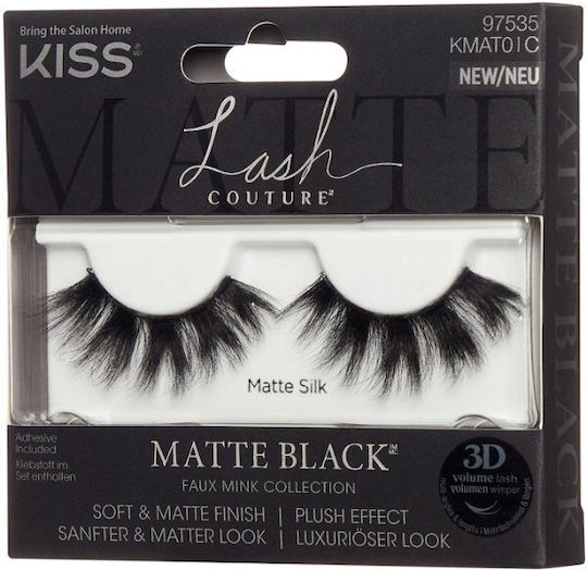 Kiss Faux Mink Self-Adhesive Βλεφαρίδες 3D Μαύρες