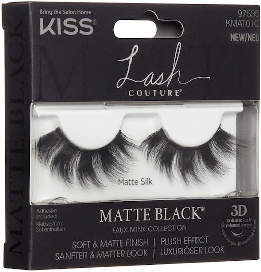 Kiss Faux Mink Self-Adhesive Βλεφαρίδες 3D Μαύρες