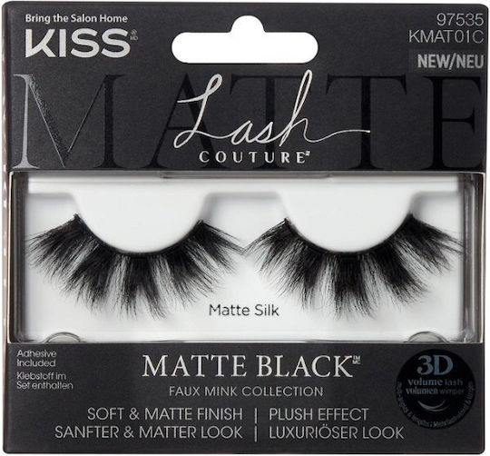 Kiss Faux Mink Self-Adhesive Βλεφαρίδες 3D Μαύρες