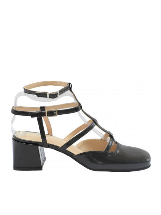 Leather Black Medium Heels