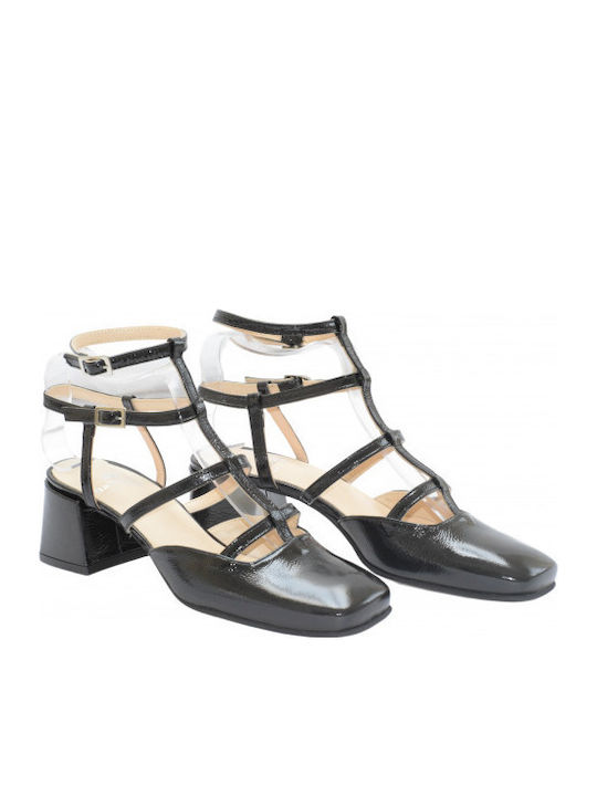 Leather Black Medium Heels
