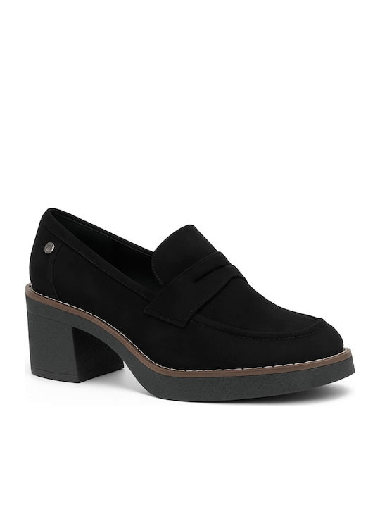 Suede Black Medium Heels
