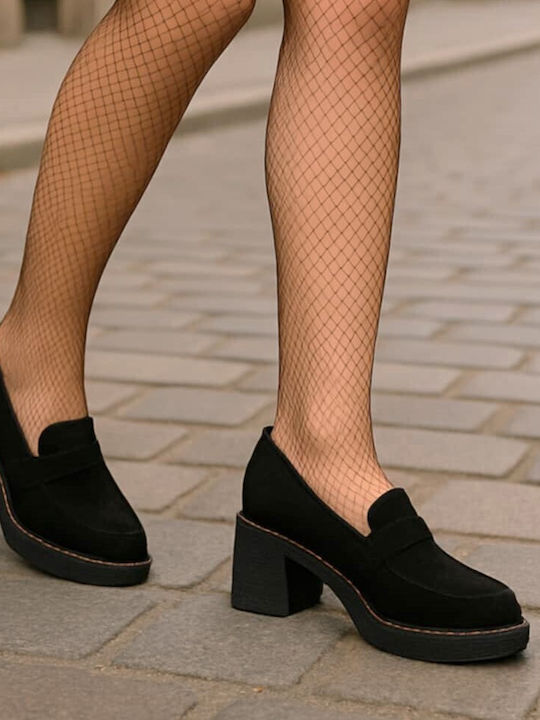 Suede Black Medium Heels