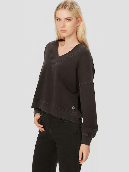 Γυναικεία Μπλούζα Βαμβακερή με V Λαιμόκοψη Vintage Black