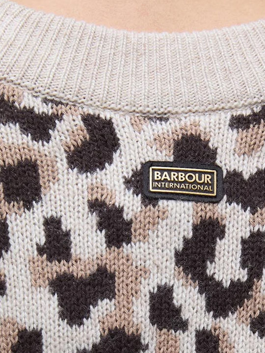 Harley Damen Langarm Pullover Baumwolle Tierdruck Brown-beige