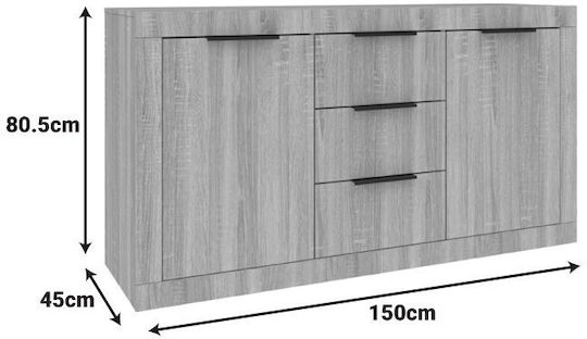 Мебели за съхранение Doha от дърво с чекмеджета Anthracite Shade 150x45x80.5см