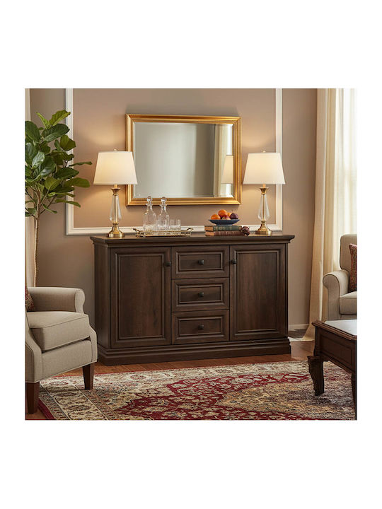 Sideboard Mozart Wooden with Drawers Walnut 121x40x76cm
