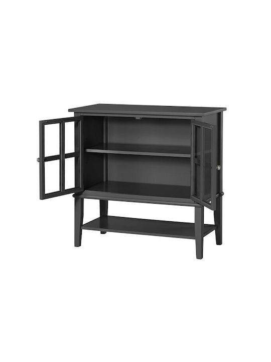 Sideboard Sonfivo 104 made of Wood, Glass & Metal Black Velvet-Black Metal 80x40x78cm