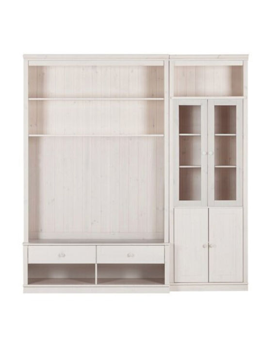 Wohnzimmer TV-Einheit Saltoro 124 Weiß mit Vitrine
