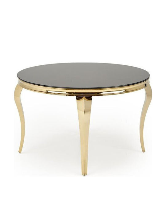 Houston 1813 Round Table Dining Room with Glass Surface Gold, Black 76x76cm