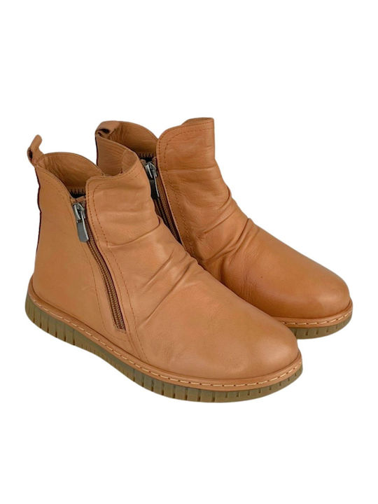 Leder Stiefeletten Damen Tabac Braun