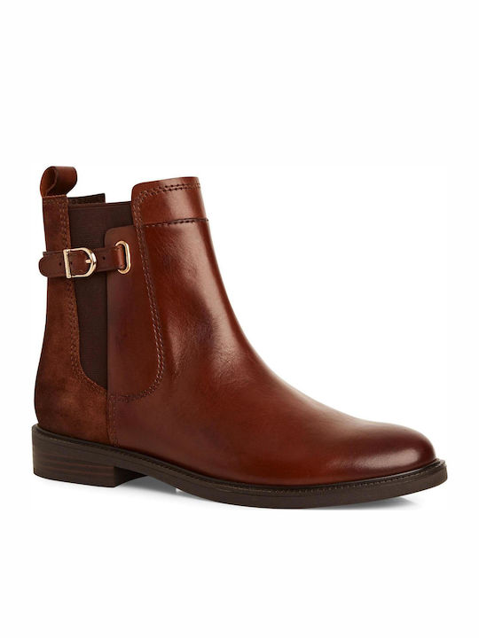 Leather Women's Ankle Boots Tabac Brown