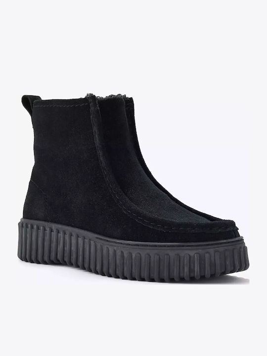 Torhill Cozy Suede Γυναικεία Μποτάκια Μαύρα