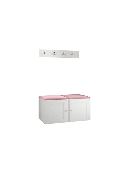 Hartford 376 Eingangsmöbel mit Spiegel & Garderobe Rose, White 84x44x42cm