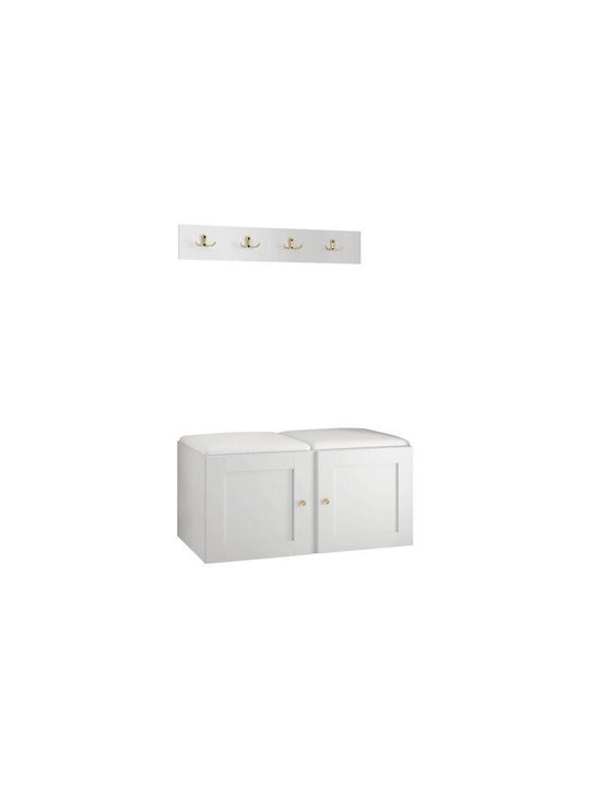 Hartford 376 Eingangsmöbel mit Spiegel & Garderobe White 84x44x42cm