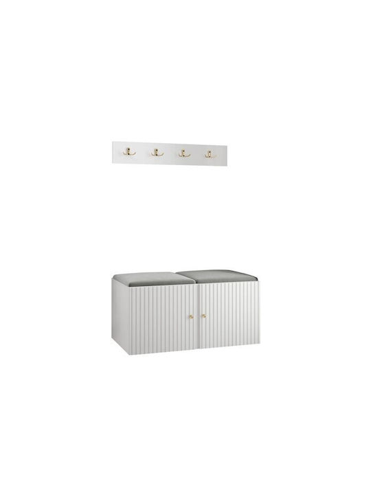 Hartford 384 Entry Furniture with Mirror & Hanger Grey, White 84x44x42cm