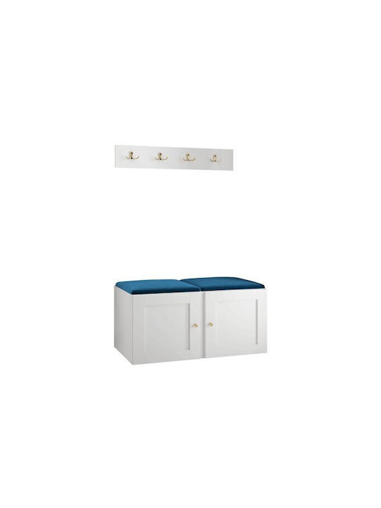 Hartford 376 Eingangsmöbel mit Spiegel & Garderobe Blue, White 84x44x42cm