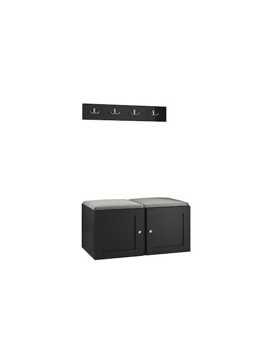 Hartford 376 Entry Furniture with Mirror & Hanger Grey, Black 84x44x42cm