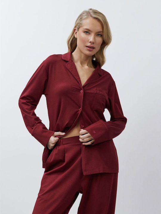 Aruelle Winter Women's Pyjama Set Burgundy Aruelle Winter Women's Pyjama Set Burgundy