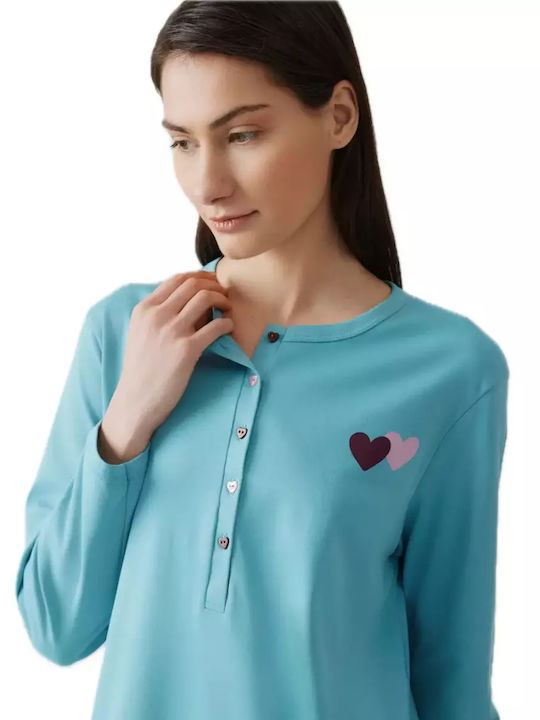 Minerva Winter Women's Nightdress Light Blue