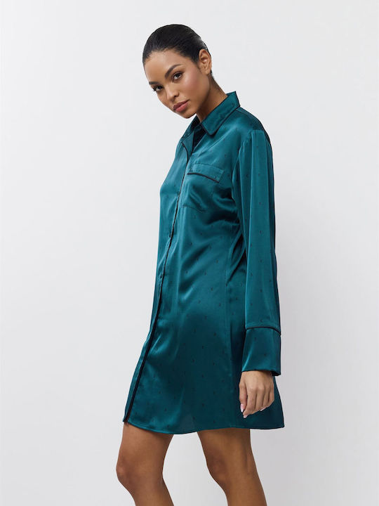 Aruelle Winter Damen Nachthemd Dark Green