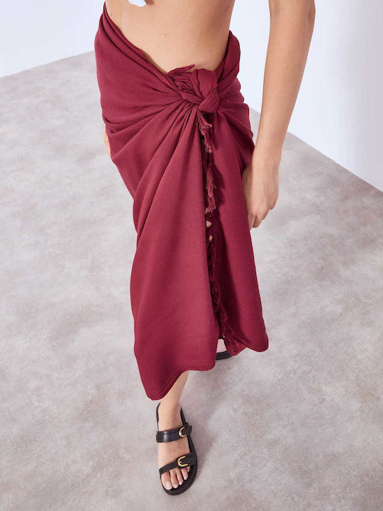 Celestino Damen Pareo Monochrom Bordeaux