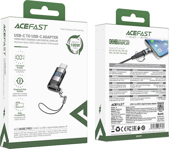 Acefast Converter USB-C male to USB-C female Gray 1pcs