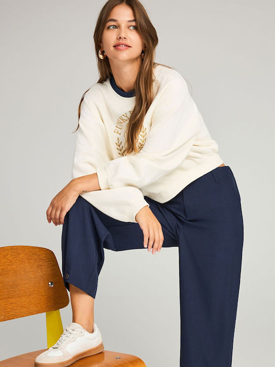 Damen Stoff Hose mit Gummizug Marineblau