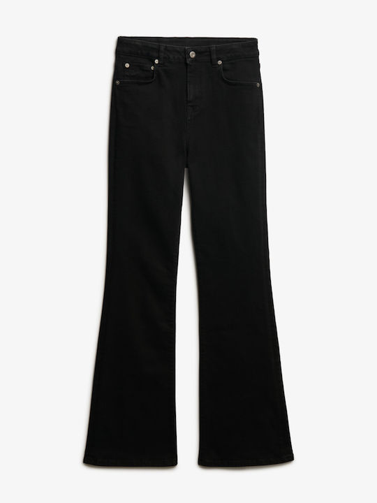 Damenjeans Schlaghose Mittelhohe Taille Black