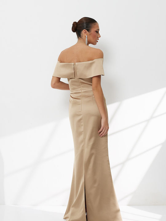 Maxi Damenkleid für Hochzeit - Taufe Beiges