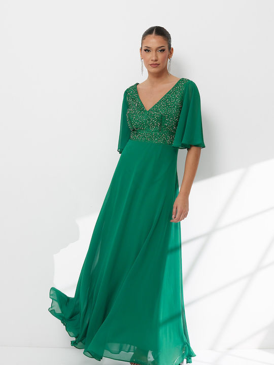 Summer Maxi Dress for Wedding / Christening Green