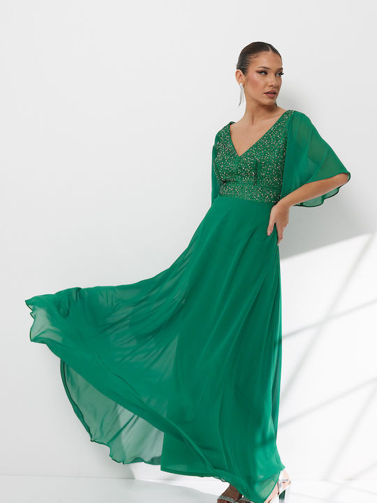 Summer Maxi Dress for Wedding / Christening Green