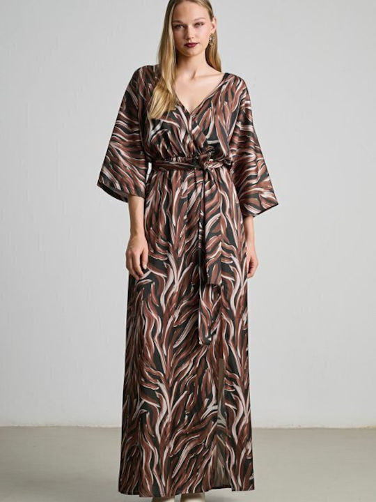 Maxi Damenkleid Satin Wickel