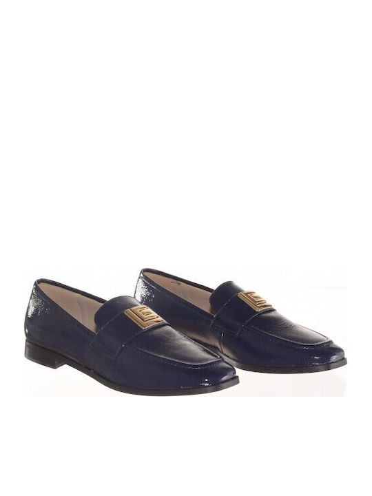 Leather Women's Moccasins in Blue Color