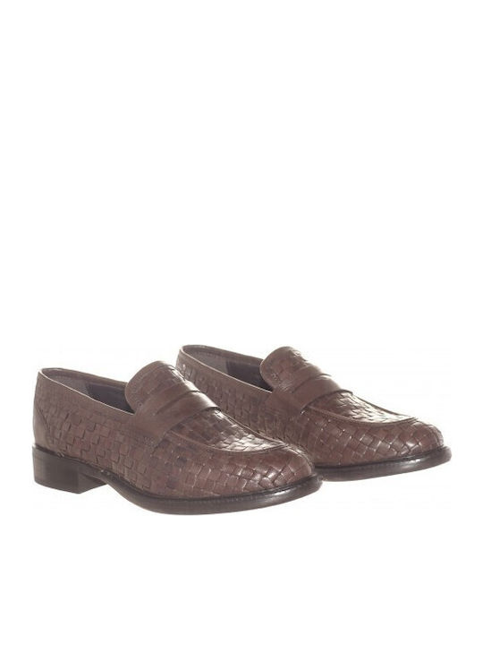 Leather Women's Moccasins in Brown Color