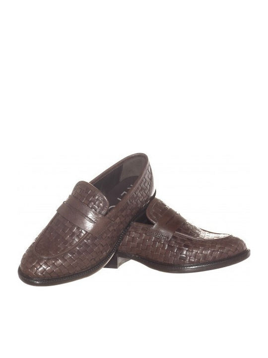 Leather Women's Moccasins in Brown Color
