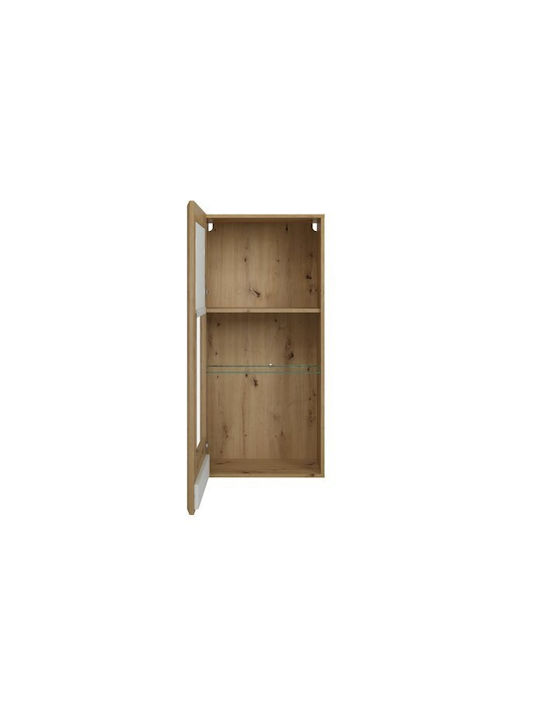 Venlire 117 Wall Living Room Display Cabinet made of Wood with Glass Oak, White 57x36x119cm