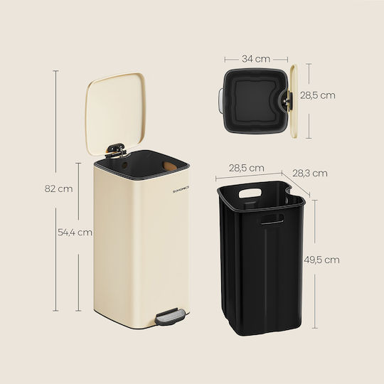 Songmics Waste Bin Waste Metallic with Pedal Beige 30lt 1pcs
