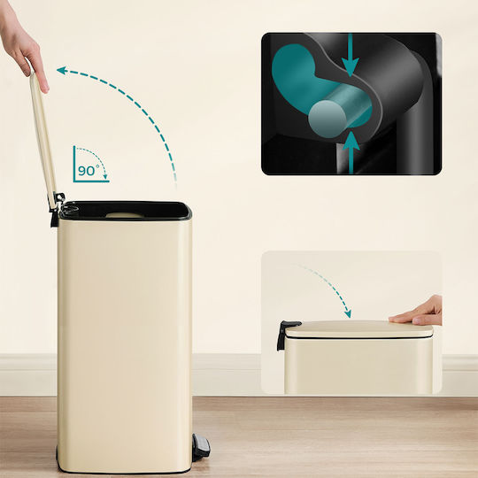 Songmics Waste Bin Waste Metallic with Pedal Beige 30lt 1pcs