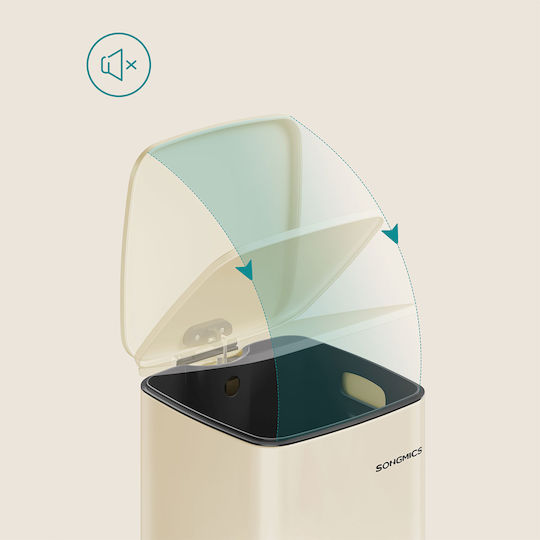 Songmics Waste Bin Waste Metallic with Pedal Beige 30lt 1pcs