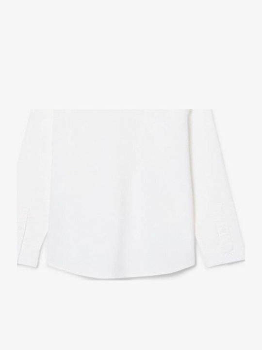 Lacoste Παιδικό Μονόχρωμο Πουκάμισο Μακρυμάνικο Λευκό