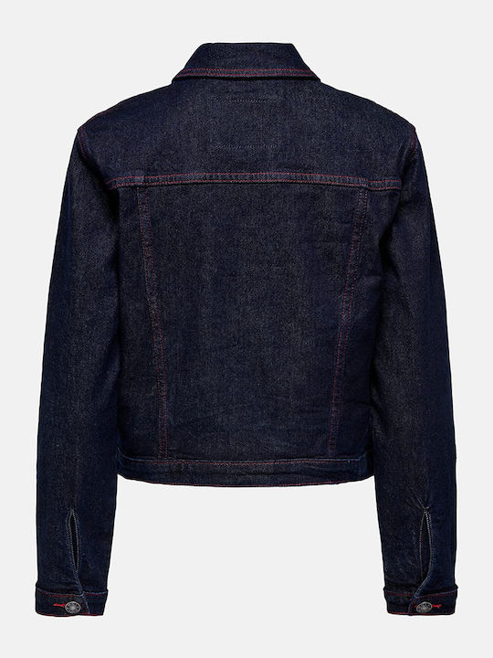 Only Τζιν Μπουφάν Dark Blue Denim
