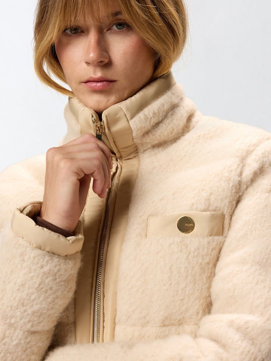 Raquel Bouclé Women's Puffer Jacket for Winter Beige