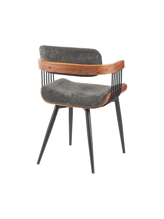 Cameo Dining Room Metallic Armchair Black-walnut Anthracite 53x49.5x75.5cm