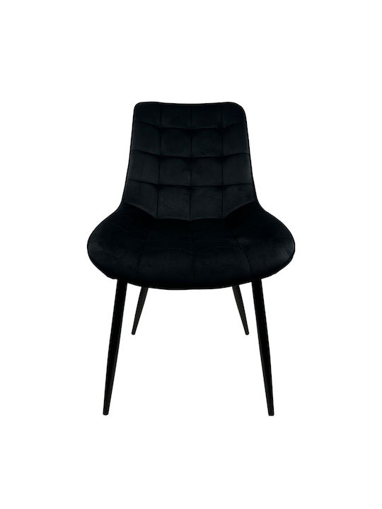 Brisa Dining Room Velvet Chair Black Velvet-Black Metal 53x60x85cm